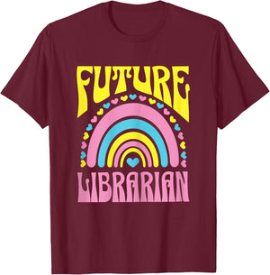 Future Librarian Bright Retro Rainbow Librarians Training T-Shirt - T-Shirt | Maroon