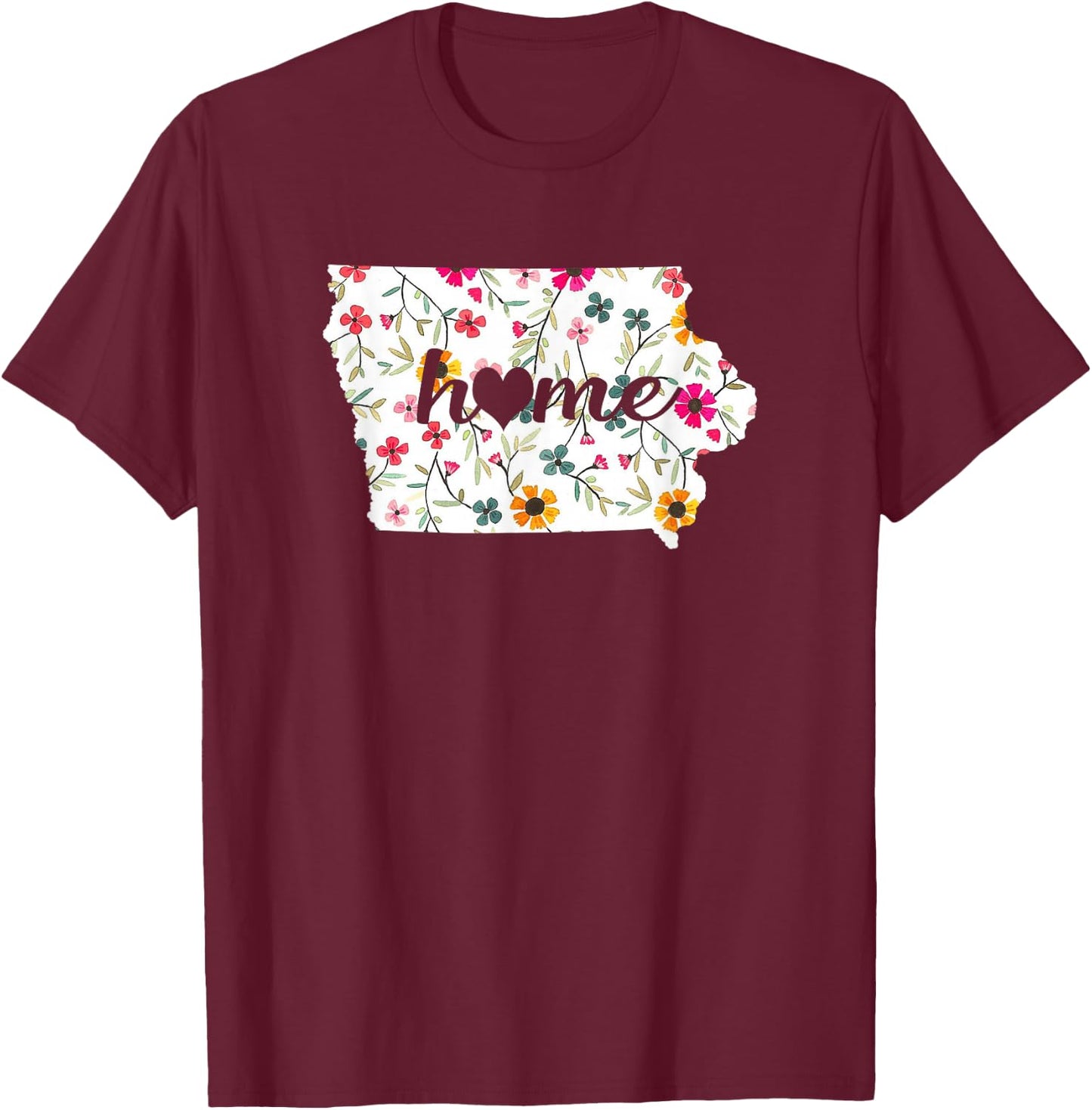 Floral Iowa Home T-Shirt - T-Shirt | Maroon
