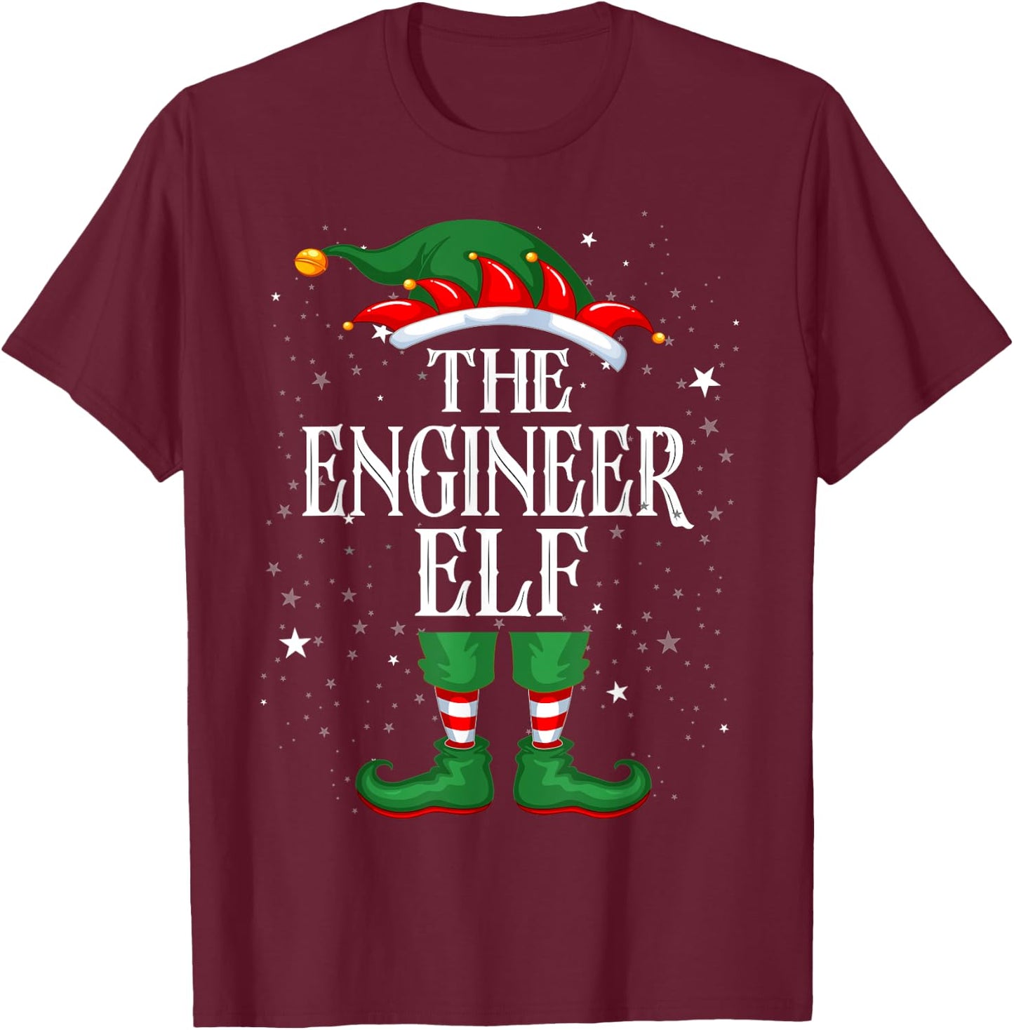 Christmas Elf Matching Family Group Funny The engineer Elf T-Shirt - T-Shirt | Maroon