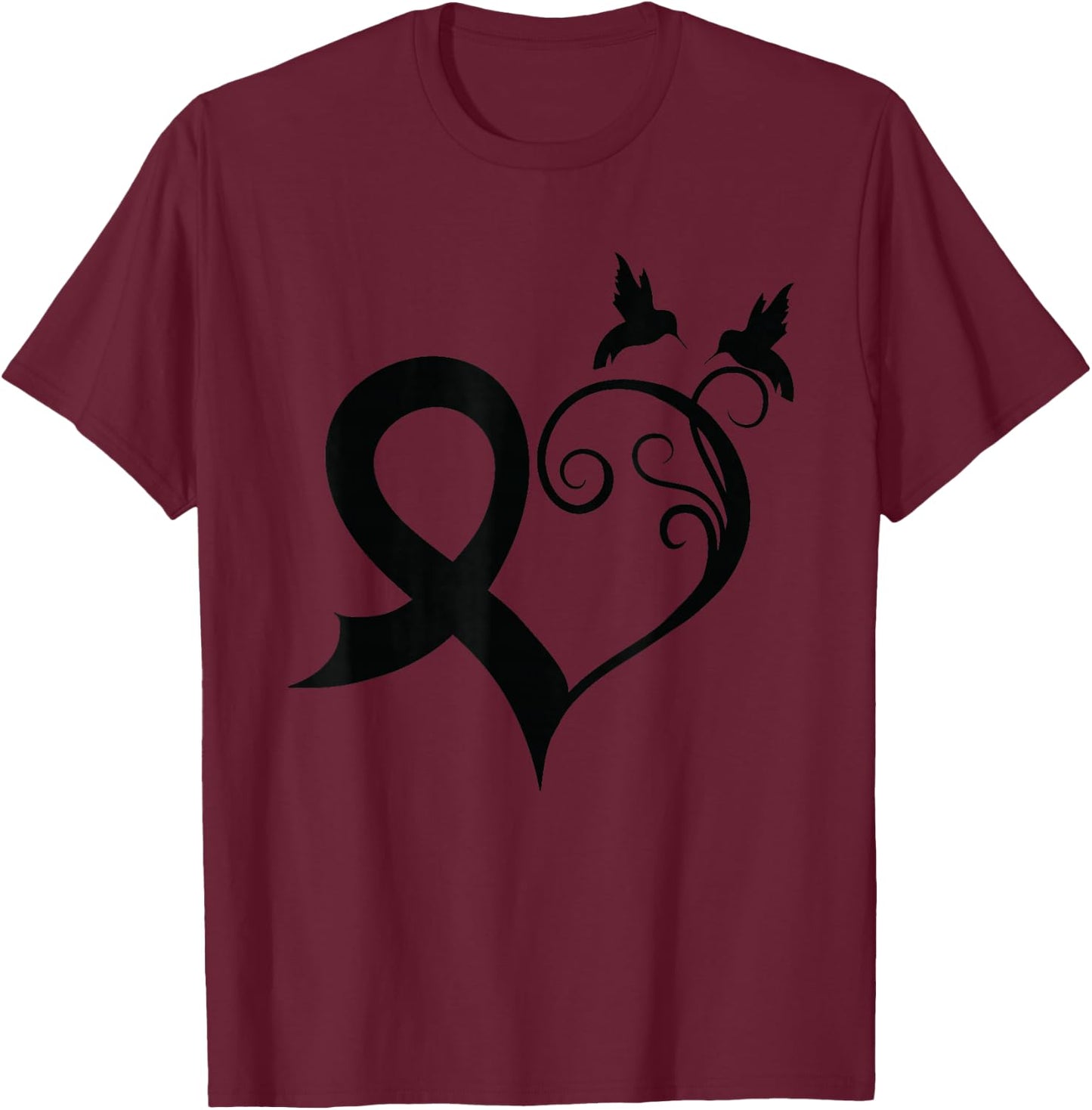 Melanoma Awareness Shirt | Support Family Member | Ribbon T-Shirt - T-Shirt | Maroon