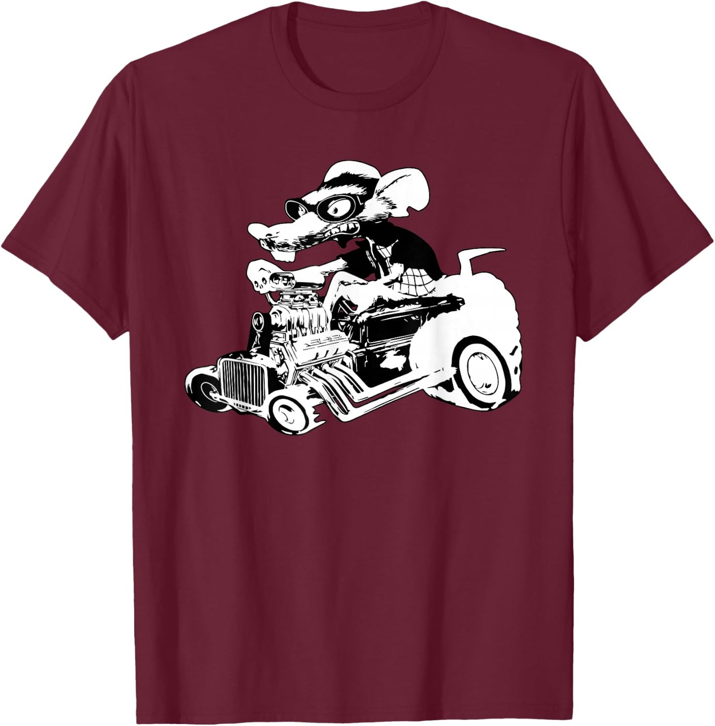 Rat Rod Shirt Rat on top of Hot Rod Gift T-Shirt - T-Shirt | Maroon