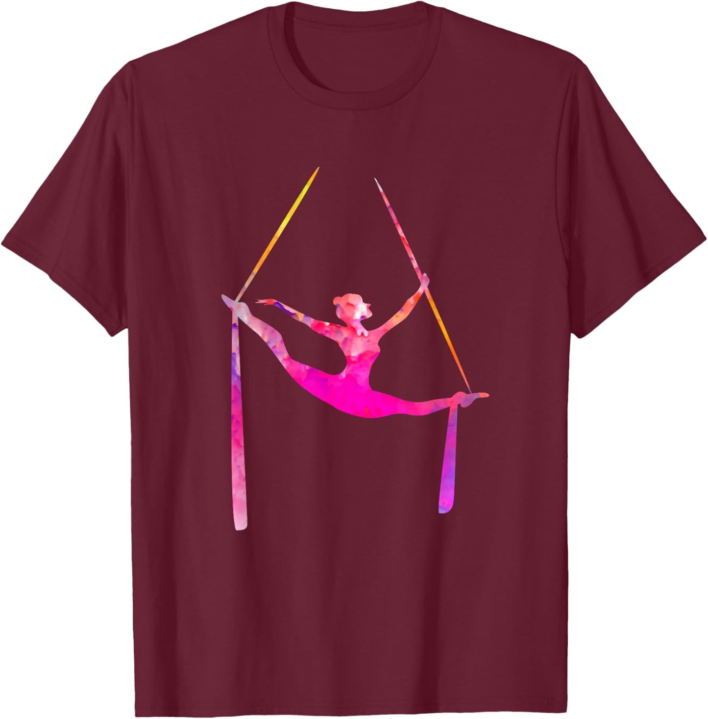 Aerial Silk Dancer Air Yoga Silhouette Aerialist T-Shirt - T-Shirt | Maroon