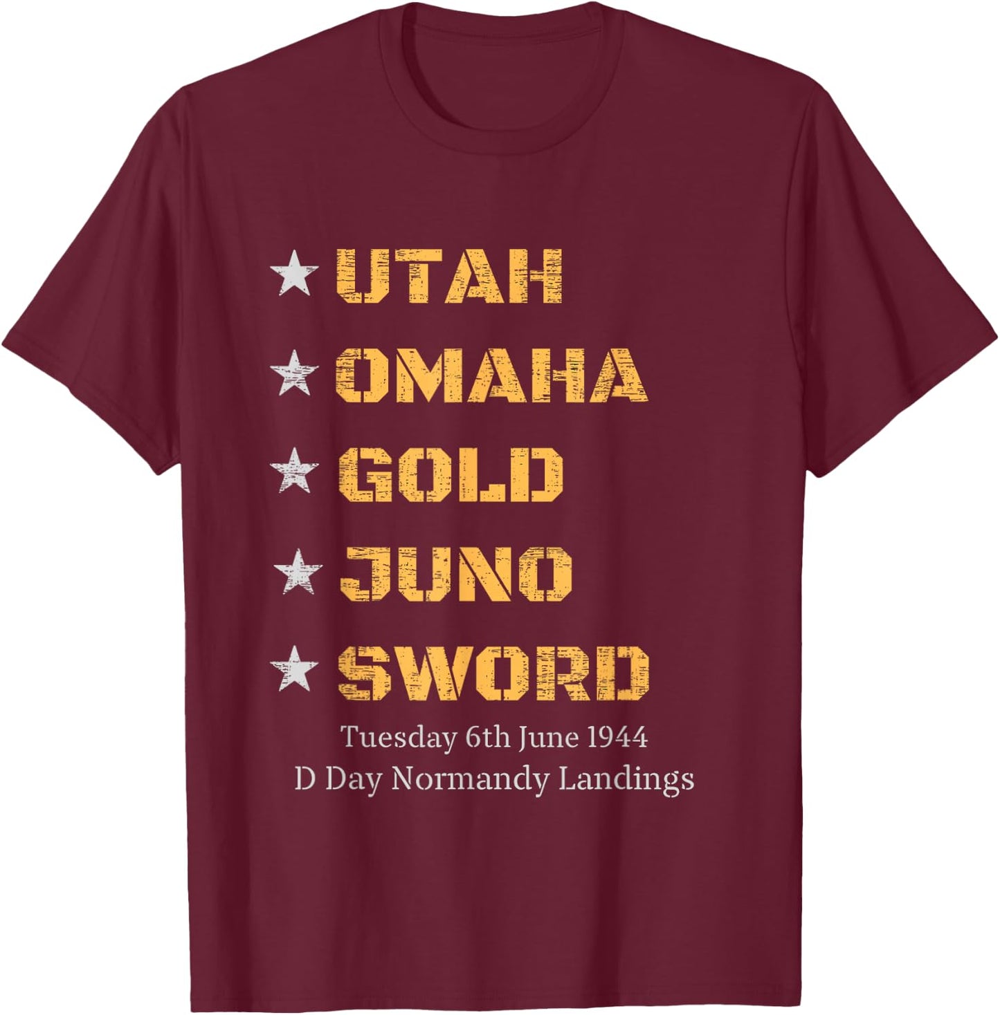 WW2 D Day Beaches World War 2 Army Hero Normandy Landings T-Shirt - T-Shirt | Maroon