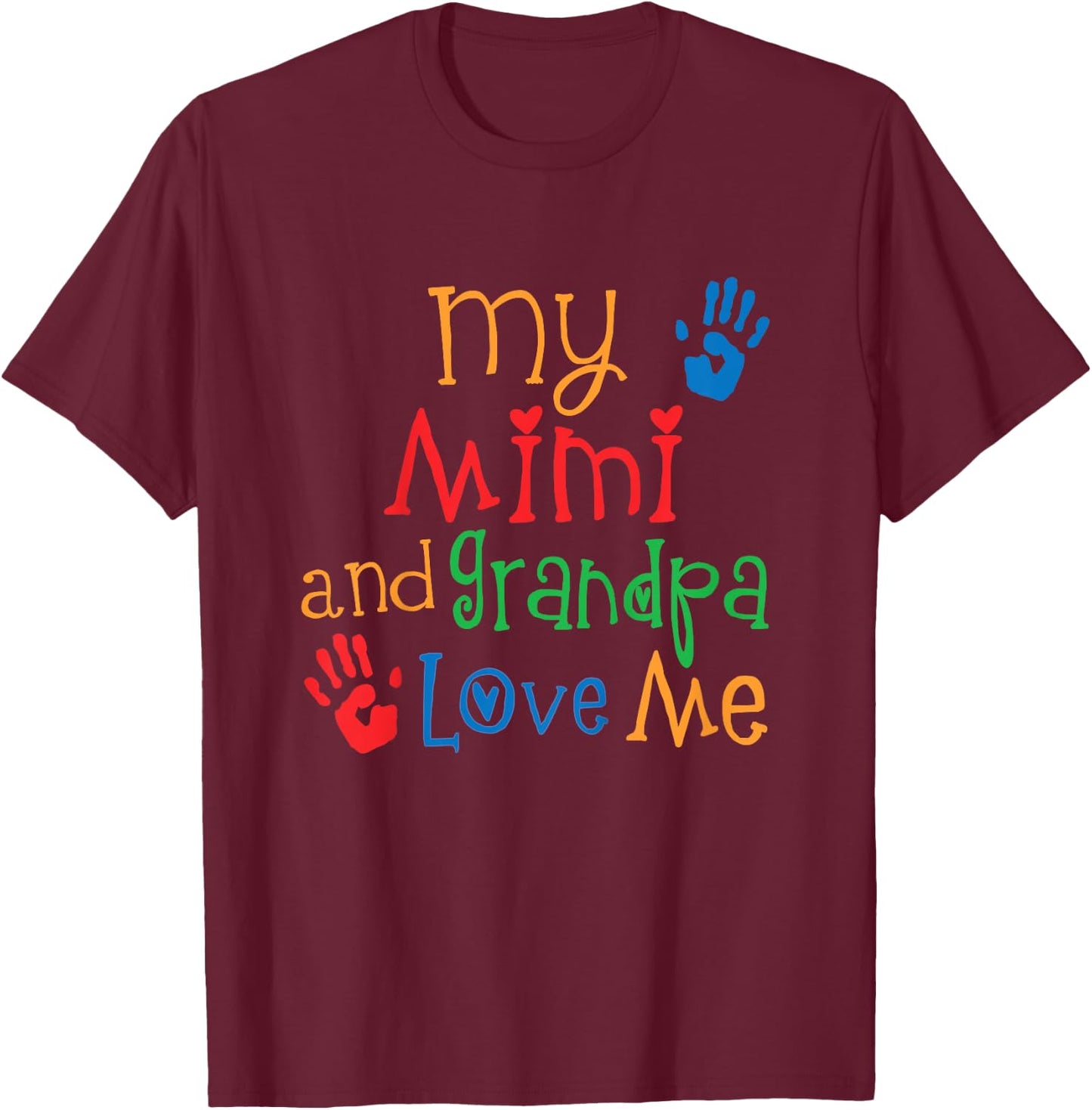 Kids My Mimi and Grandpa Love Me Grandson T-Shirt - T-Shirt | Maroon