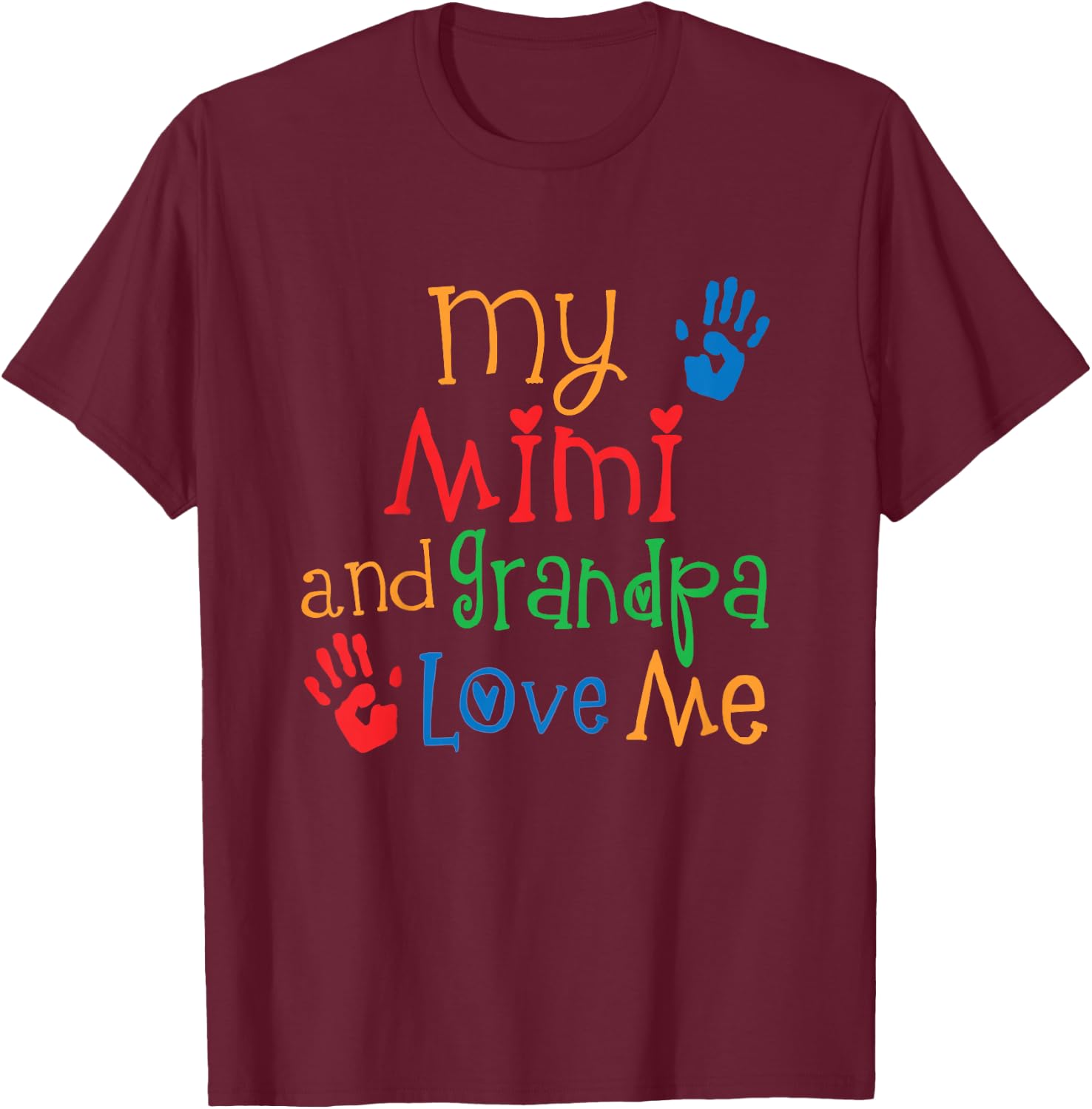 Kids My Mimi and Grandpa Love Me Grandson T-Shirt - T-Shirt | Maroon