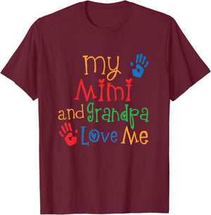 Kids My Mimi and Grandpa Love Me Grandson T-Shirt - T-Shirt | Maroon
