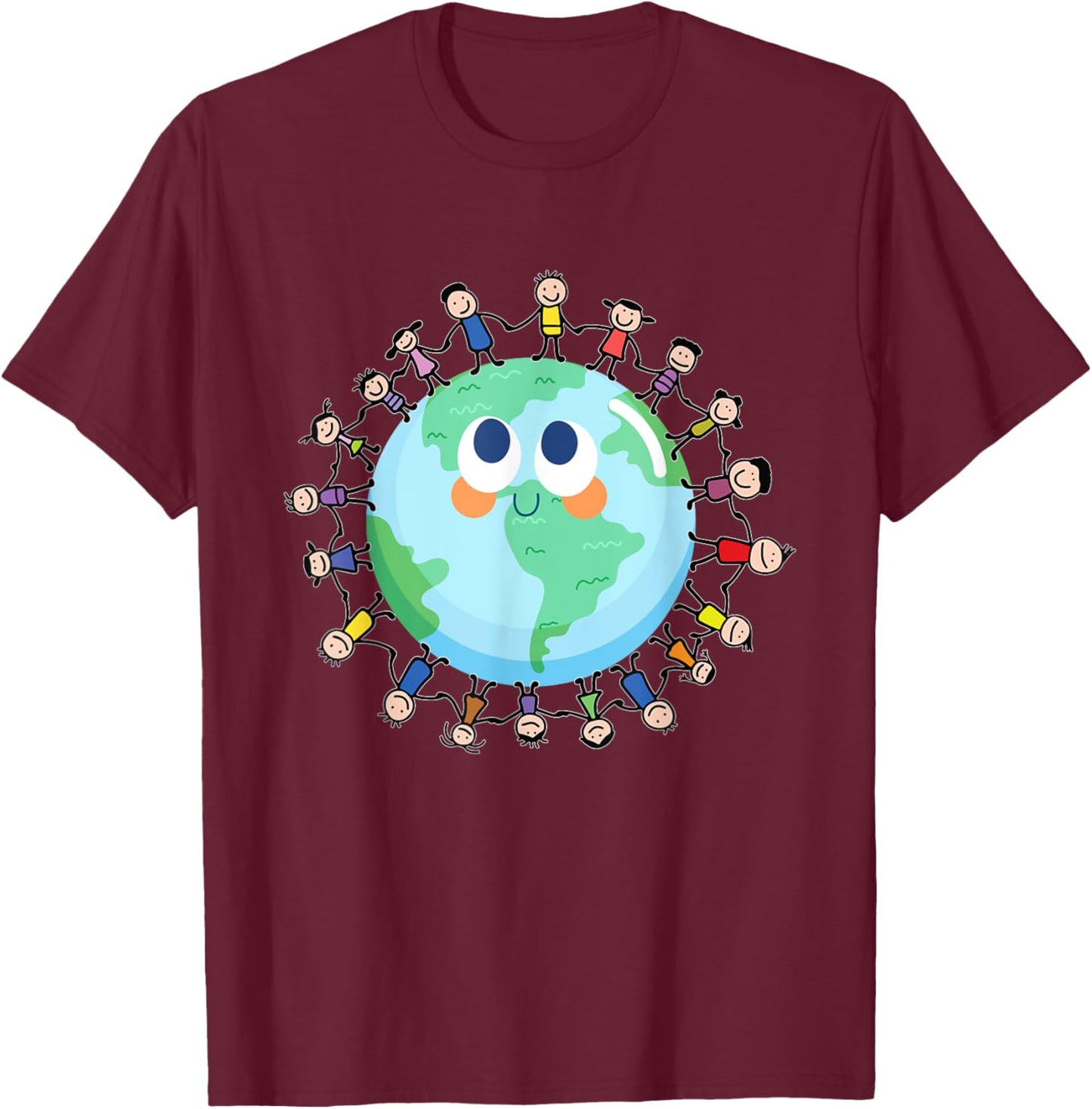 Earth Day Happy Children Around the World - Save The planet T-Shirt - T-Shirt | Maroon