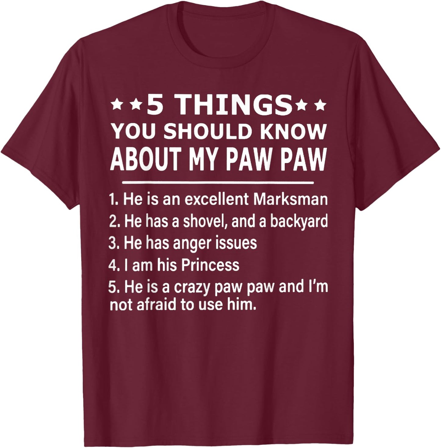 5 things you should know about my Paw Paw T-Shirt - T-Shirt | Maroon