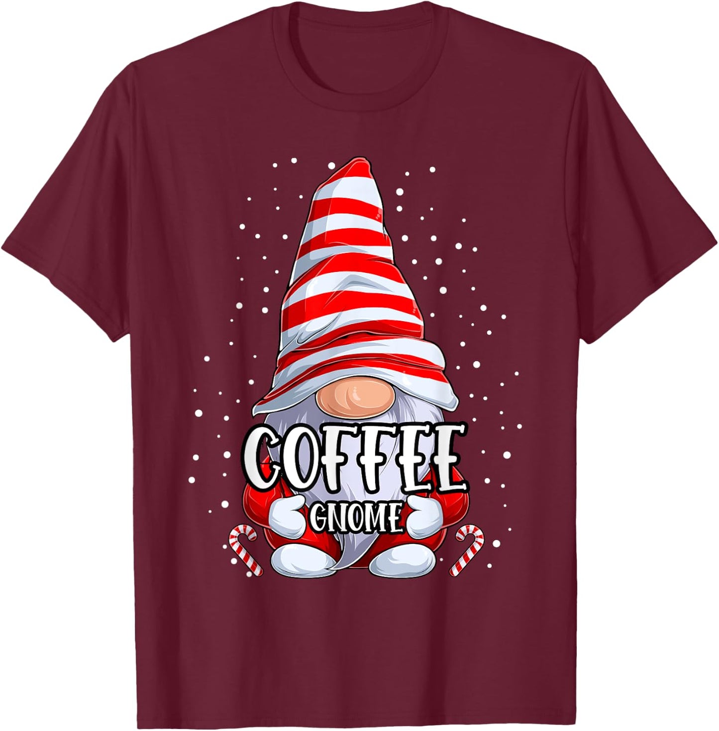 Coffee Gnome christmas pajamas matching family group T-Shirt - T-Shirt | Maroon