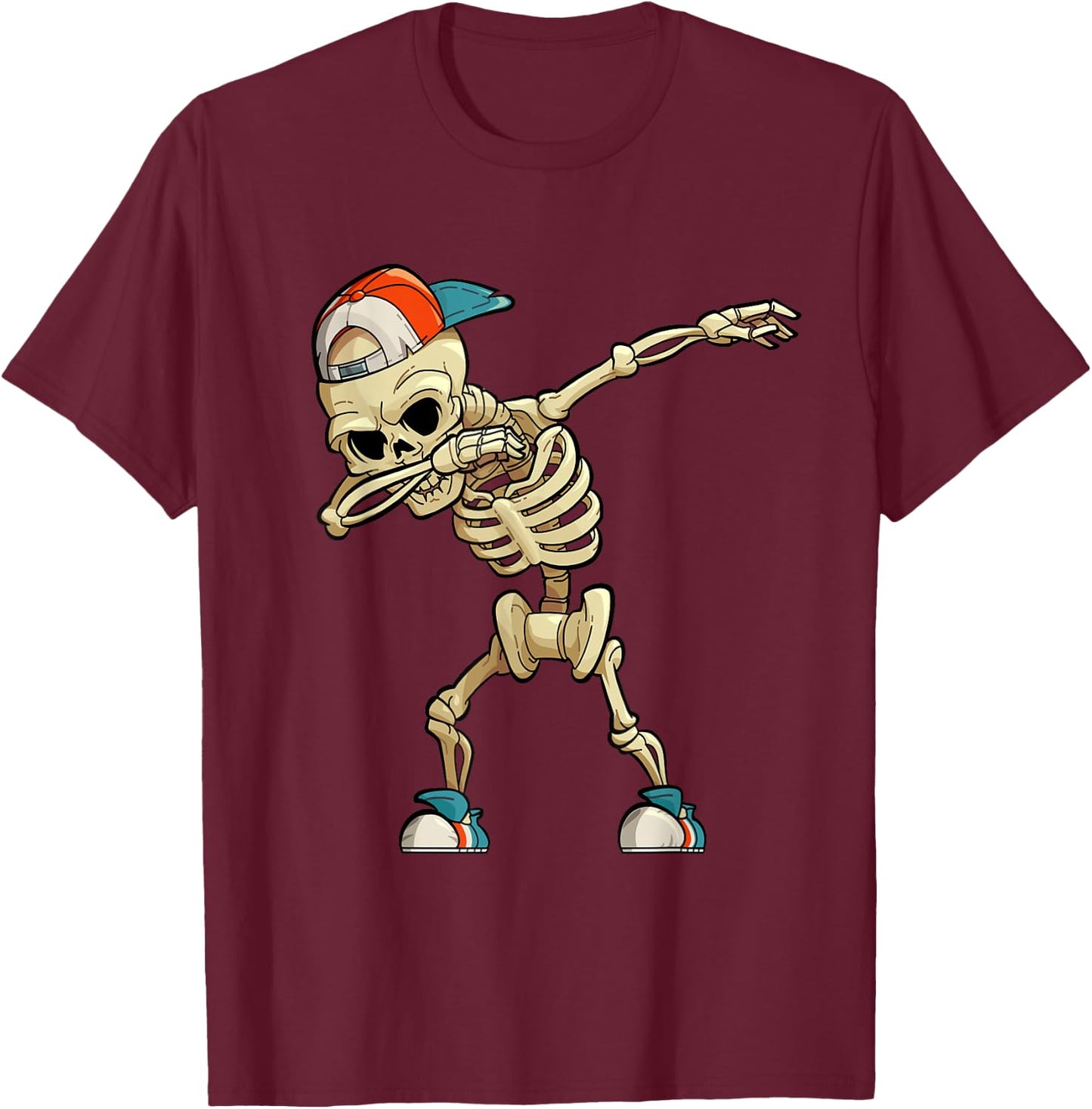 Dabbing Skeleton Funny Dab Kids Dabbing T-Shirt - T-Shirt | Maroon