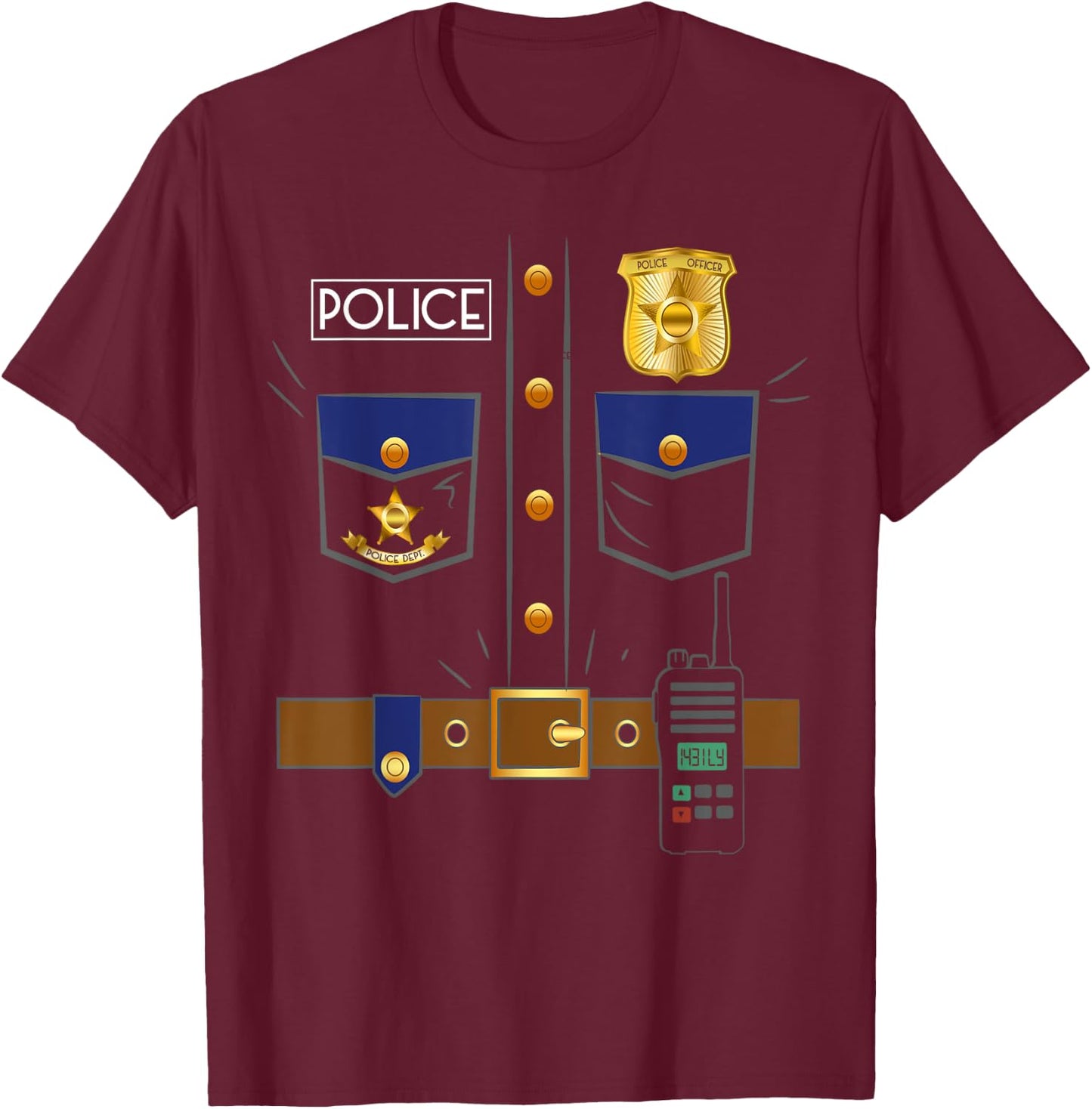Police Officer Costume Police Costume For Kids Funny Police T-Shirt - T-Shirt | Maroon