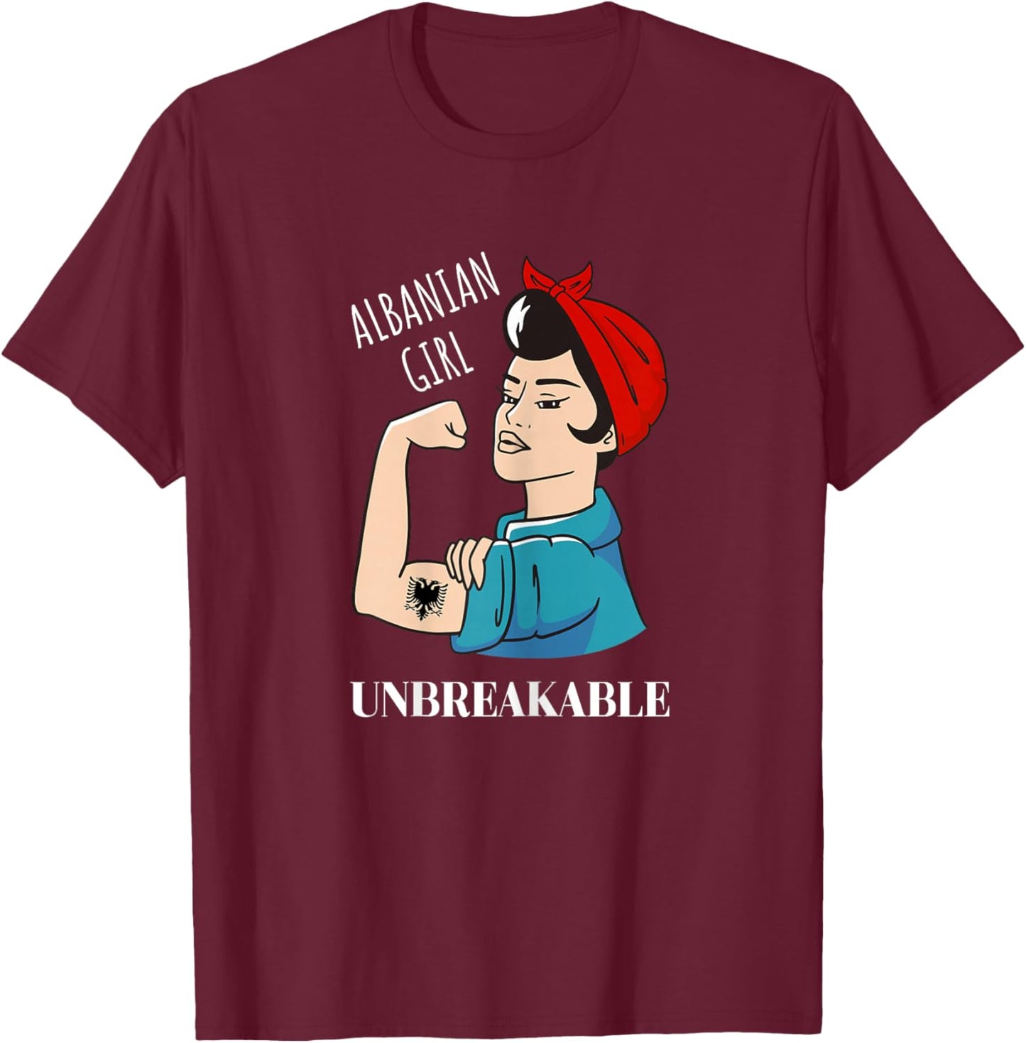 Albanian Girl Unbreakable Heritage Albania Eagle T-Shirt - T-Shirt | Maroon