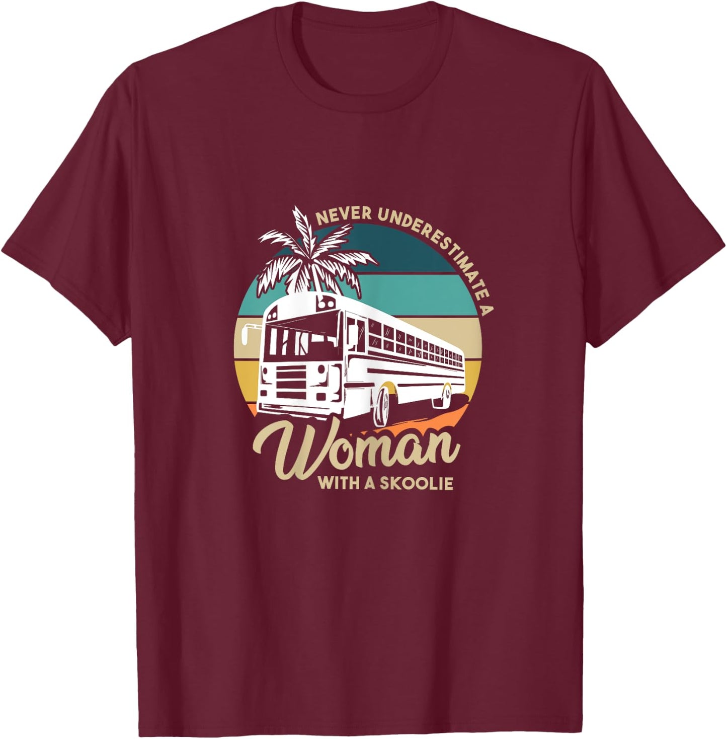 Vintage Camping Bus Design for a Skoolie Owner T-Shirt - T-Shirt | Maroon
