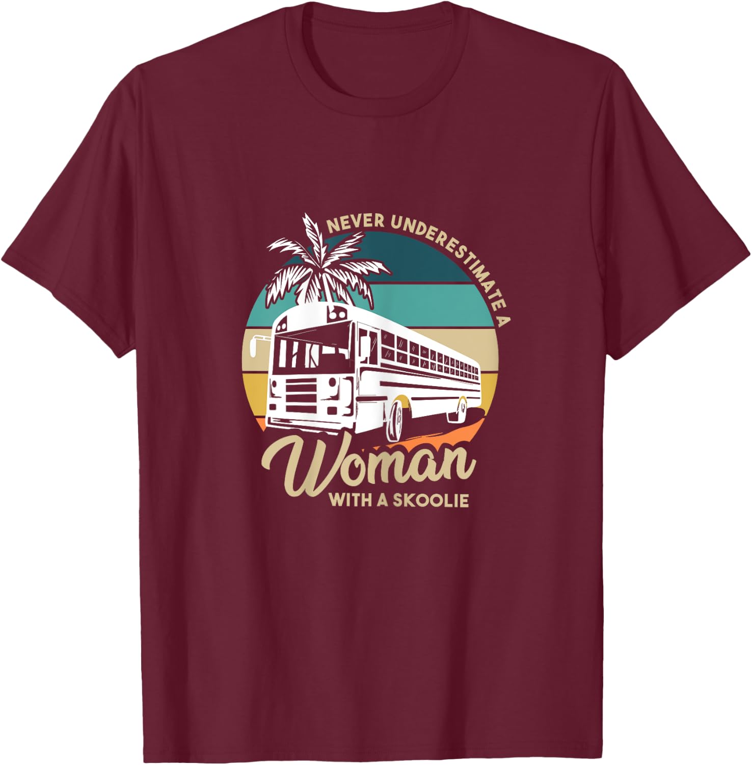 Vintage Camping Bus Design for a Skoolie Owner T-Shirt - T-Shirt | Maroon