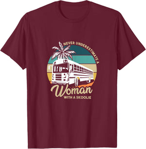 Vintage Camping Bus Design for a Skoolie Owner T-Shirt - T-Shirt | Maroon