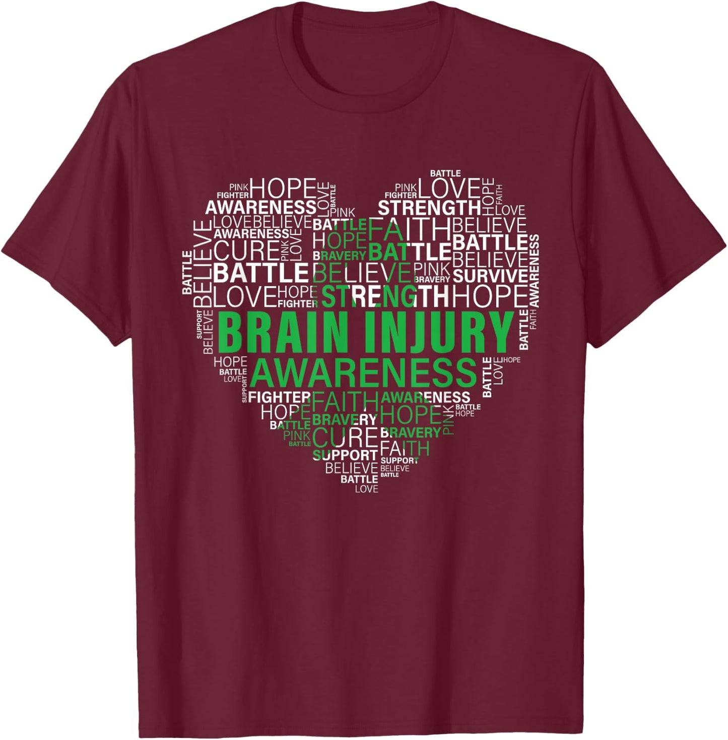 Brain Injury Awareness Fighting Hope Support Strong Warrior T-Shirt - T-Shirt | Maroon