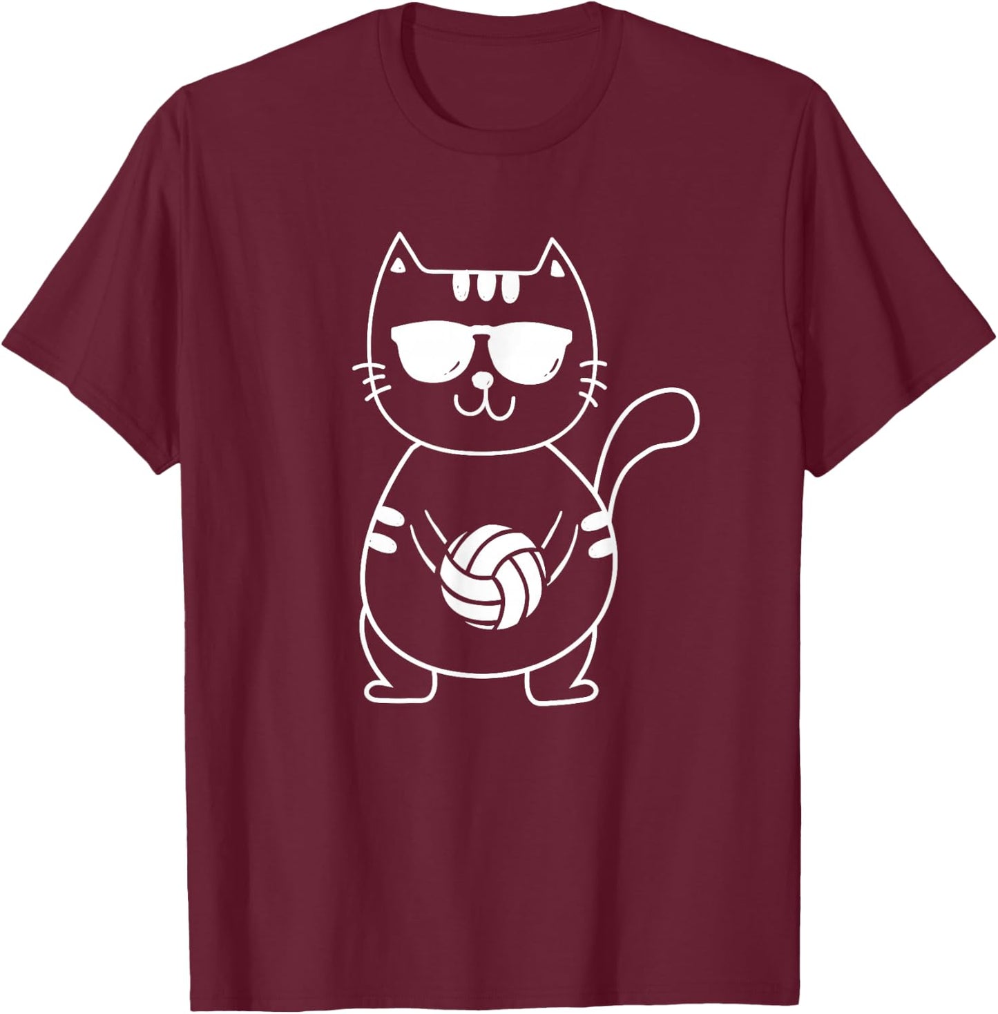Volleyball Cat - Volleyball Team Beach Volleyball Player Men Women Girls Kids T-Shirt - T-Shirt | Maroon