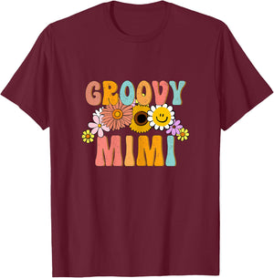 Groovy Mimi Birthday Family Matching Groovy Retro Mimi T-Shirt - T-Shirt | Maroon