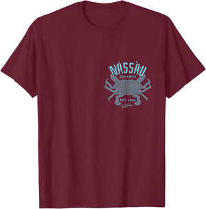 JCombs: Nassau, Bahamas, Blue Crab (2-Sided) T-Shirt - T-Shirt | Maroon