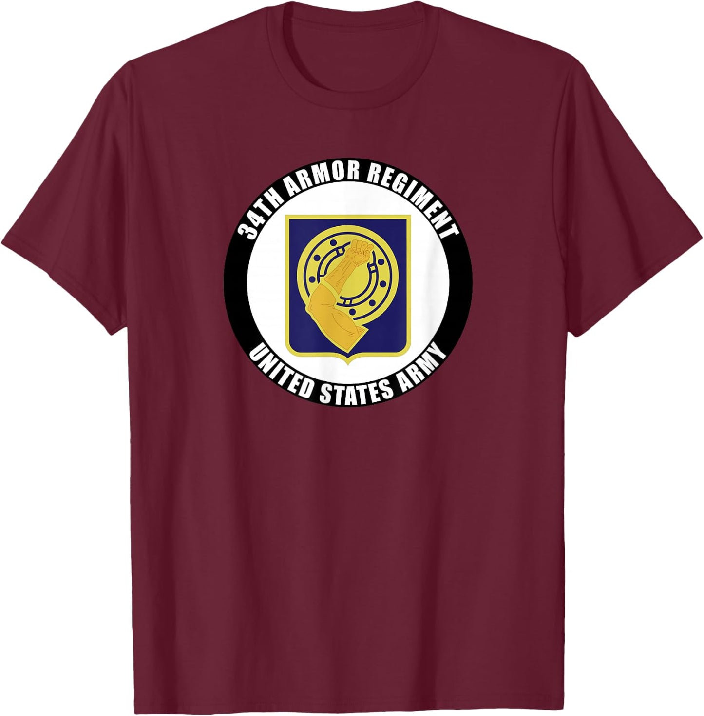 34th Armor Regiment United States Army Veteran Military T-Shirt - T-Shirt | Maroon