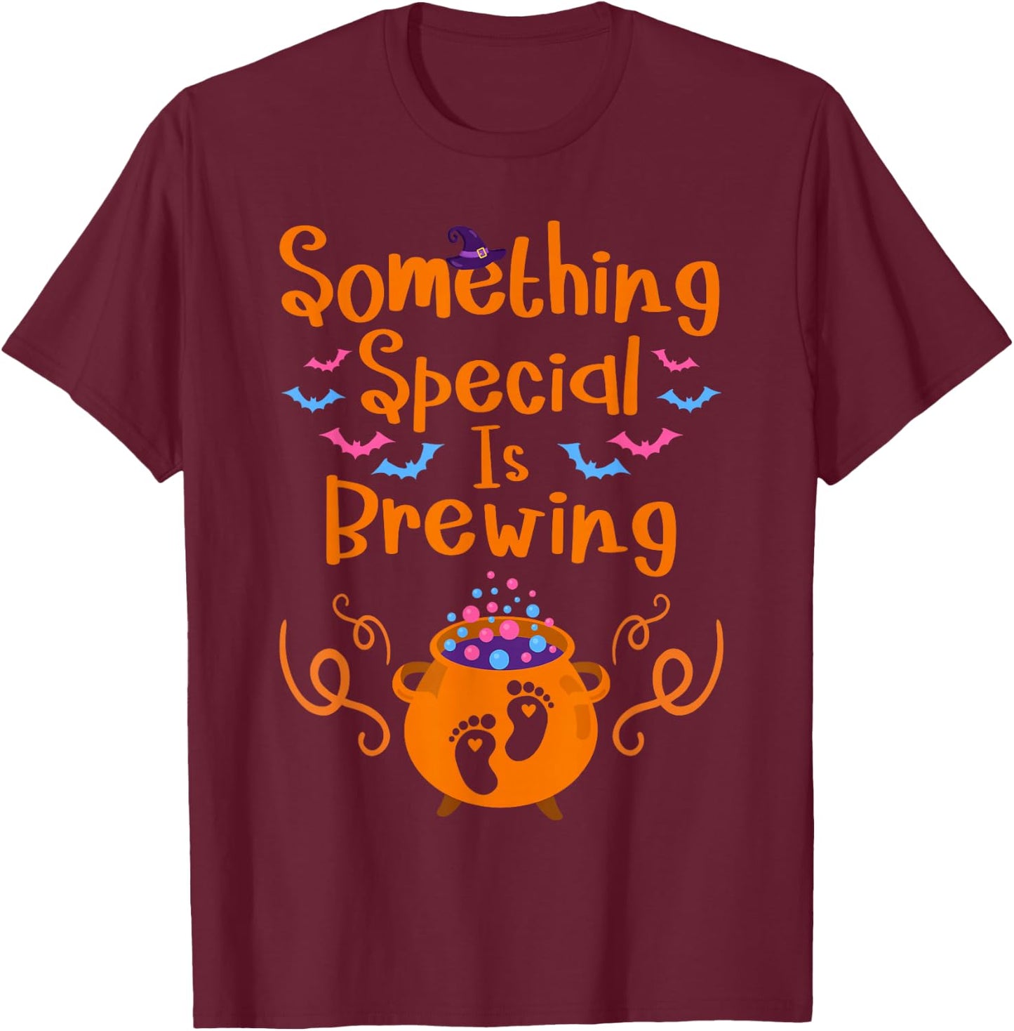 Something Special is Brewing Halloween Baby Announcements T-Shirt - T-Shirt | Maroon