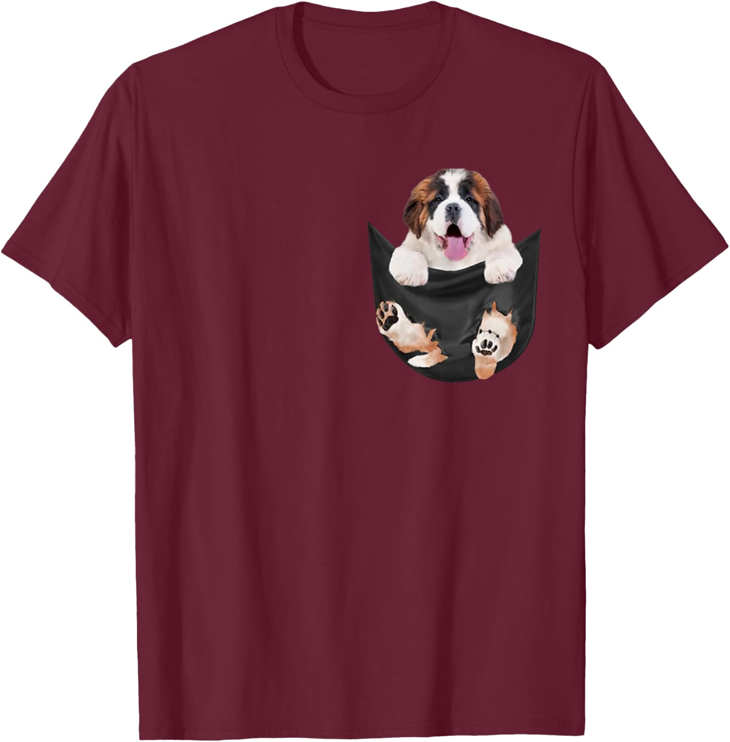 Funny Saint Bernard in Your Pocket for St. Bernard Lovers T-Shirt - T-Shirt | Maroon