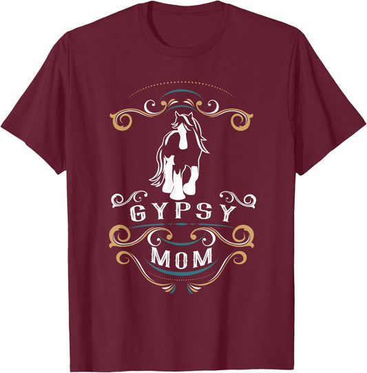 Gypsy Mom | Gypsy Vanner Cob Horse Trending Horses T-Shirt - T-Shirt | Maroon