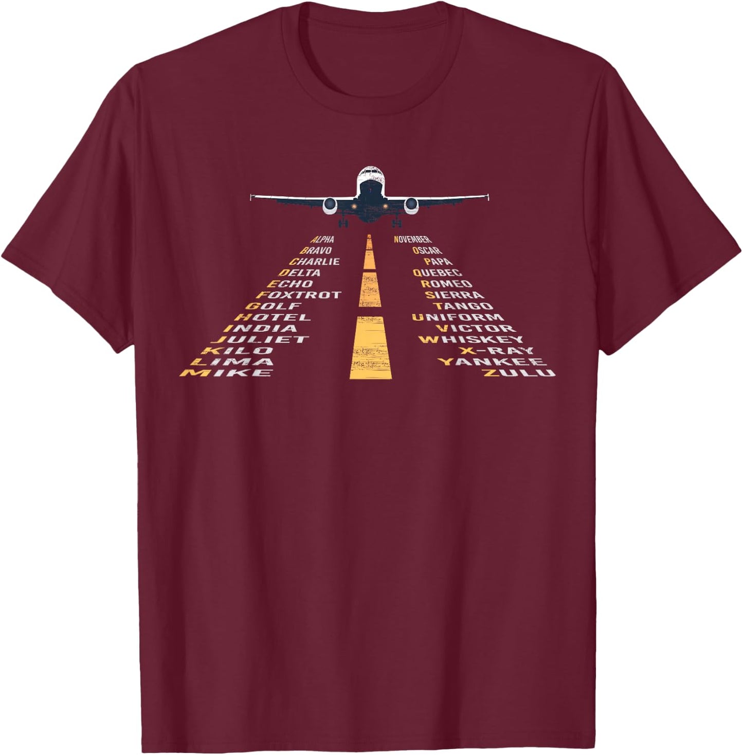 Phonetic Alphabet | Pilot Cadet Airplane Shirt T-Shirt - T-Shirt | Maroon