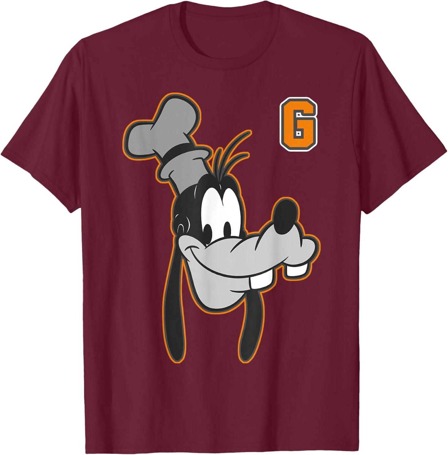 Disney Goofy Orange Outline Portrait Small T-Shirt - T-Shirt | Maroon