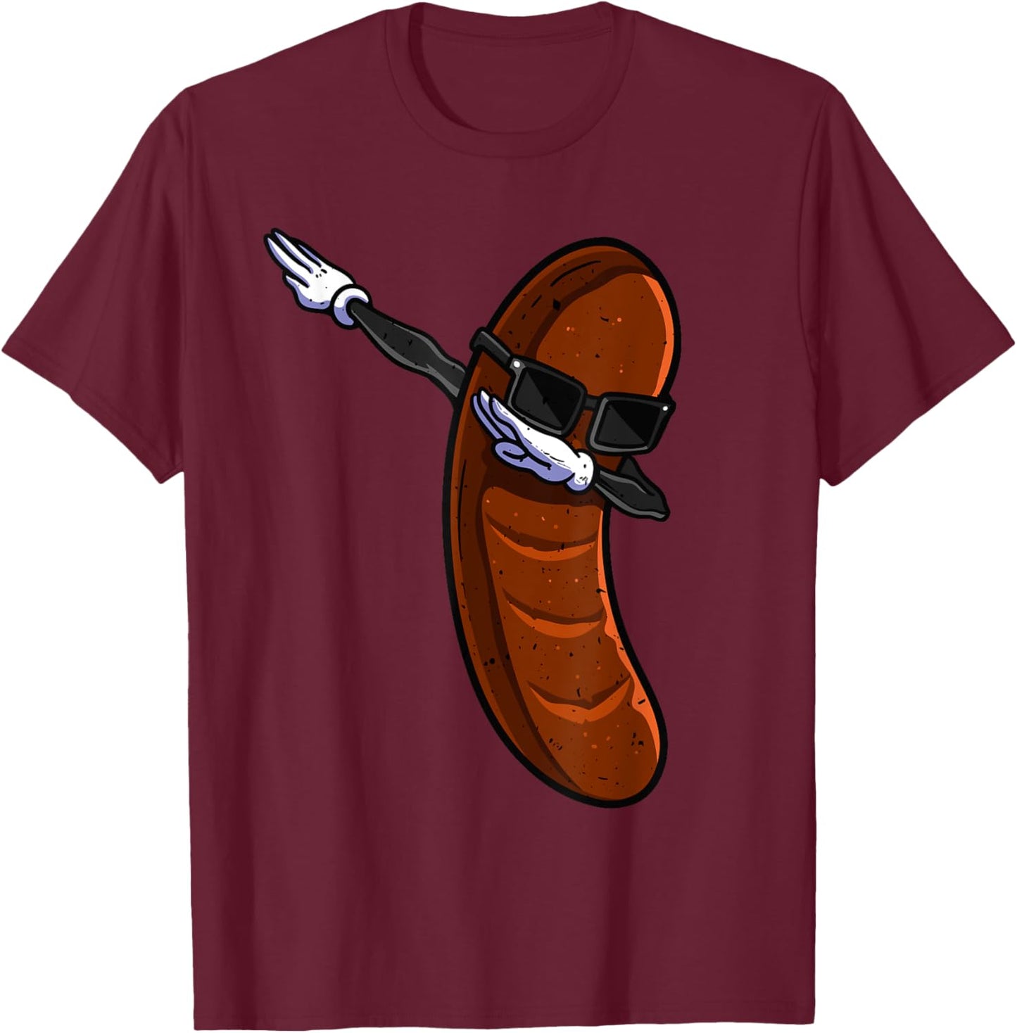 Funny Sausage Dancing Oktoberfest German Beer Drinking Gifts T-Shirt - T-Shirt | Maroon