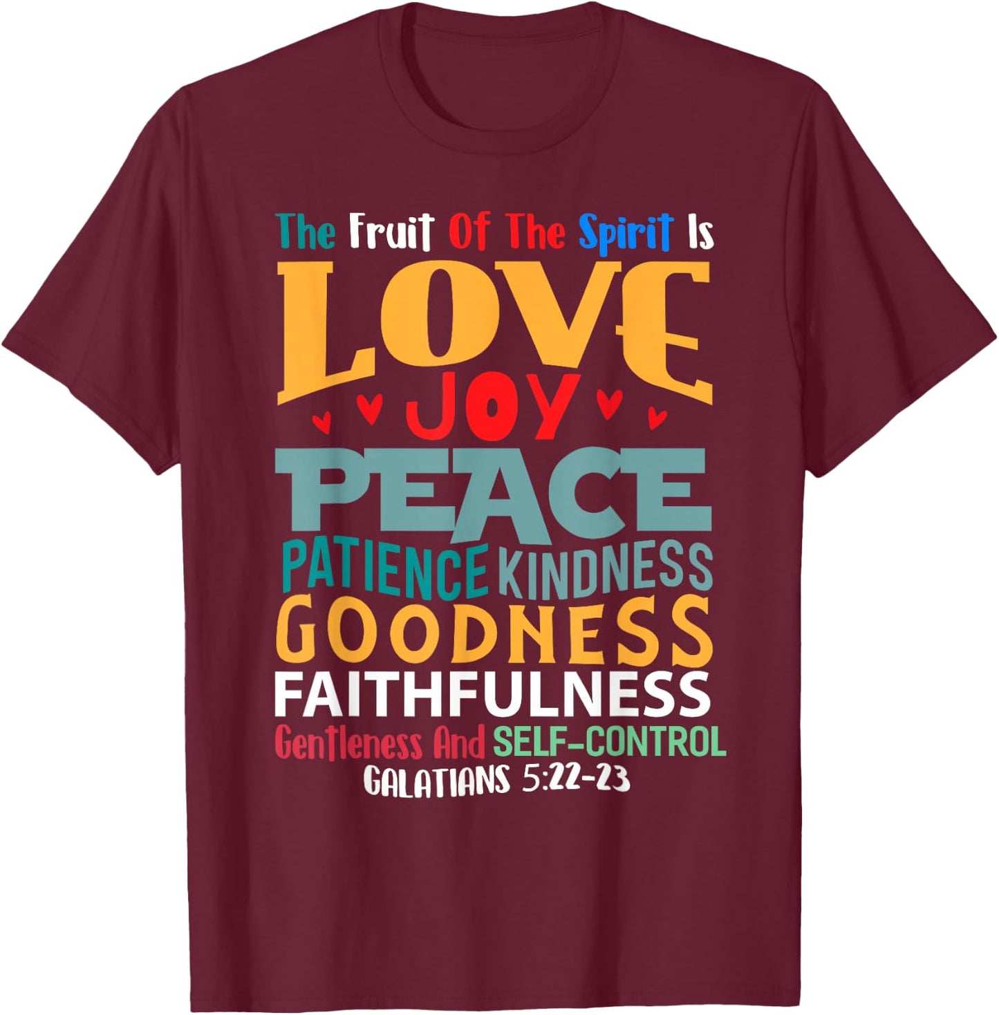Religious Designs By ShirtZilla Fruit Of The Spirit Christian Bible Verse T-Shirt - T-Shirt | Maroon