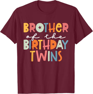 Brother of The Birthday Twins Kids Big Brother of Twins Bday T-Shirt - T-Shirt | Maroon