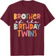 Brother of The Birthday Twins Kids Big Brother of Twins Bday T-Shirt - T-Shirt | Maroon