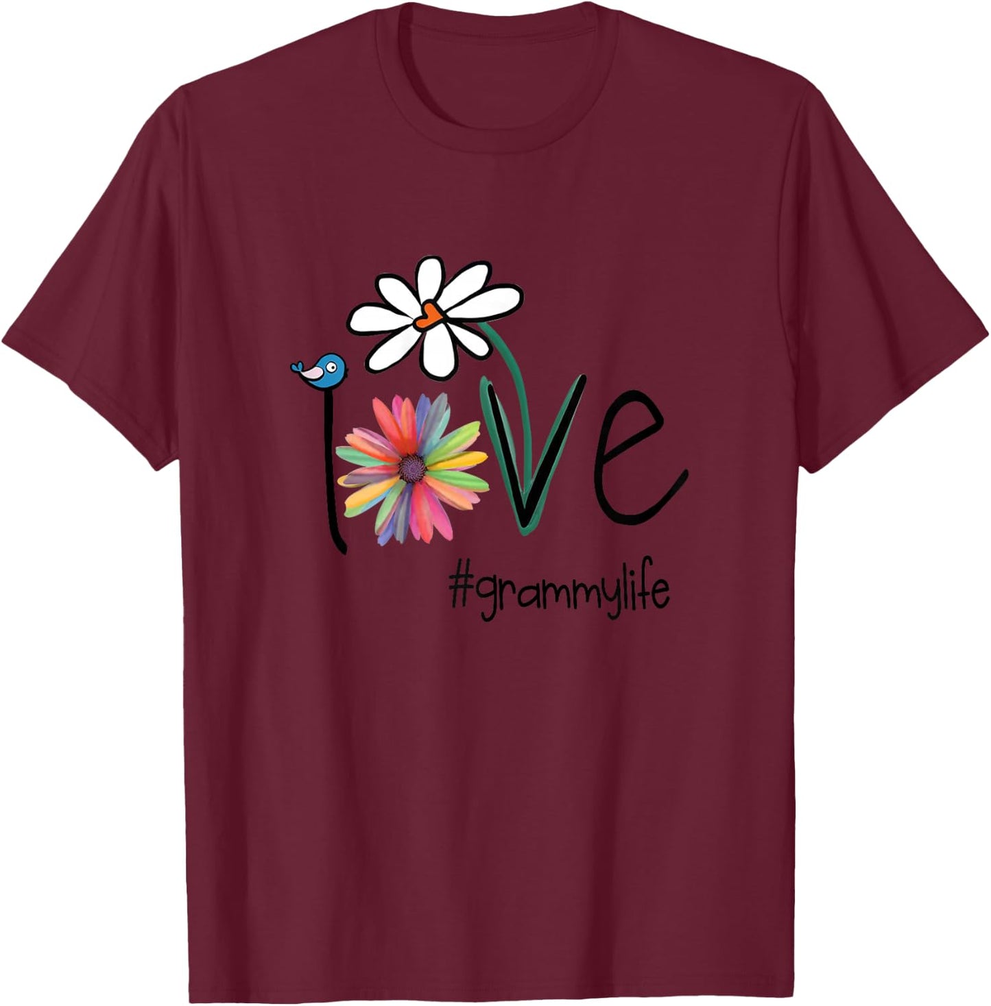 Love Grammy Life - Art Flower T-Shirt - T-Shirt | Maroon