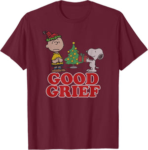 Peanuts Charlie Brown Goof Grief Christmas T-Shirt - T-Shirt | Maroon