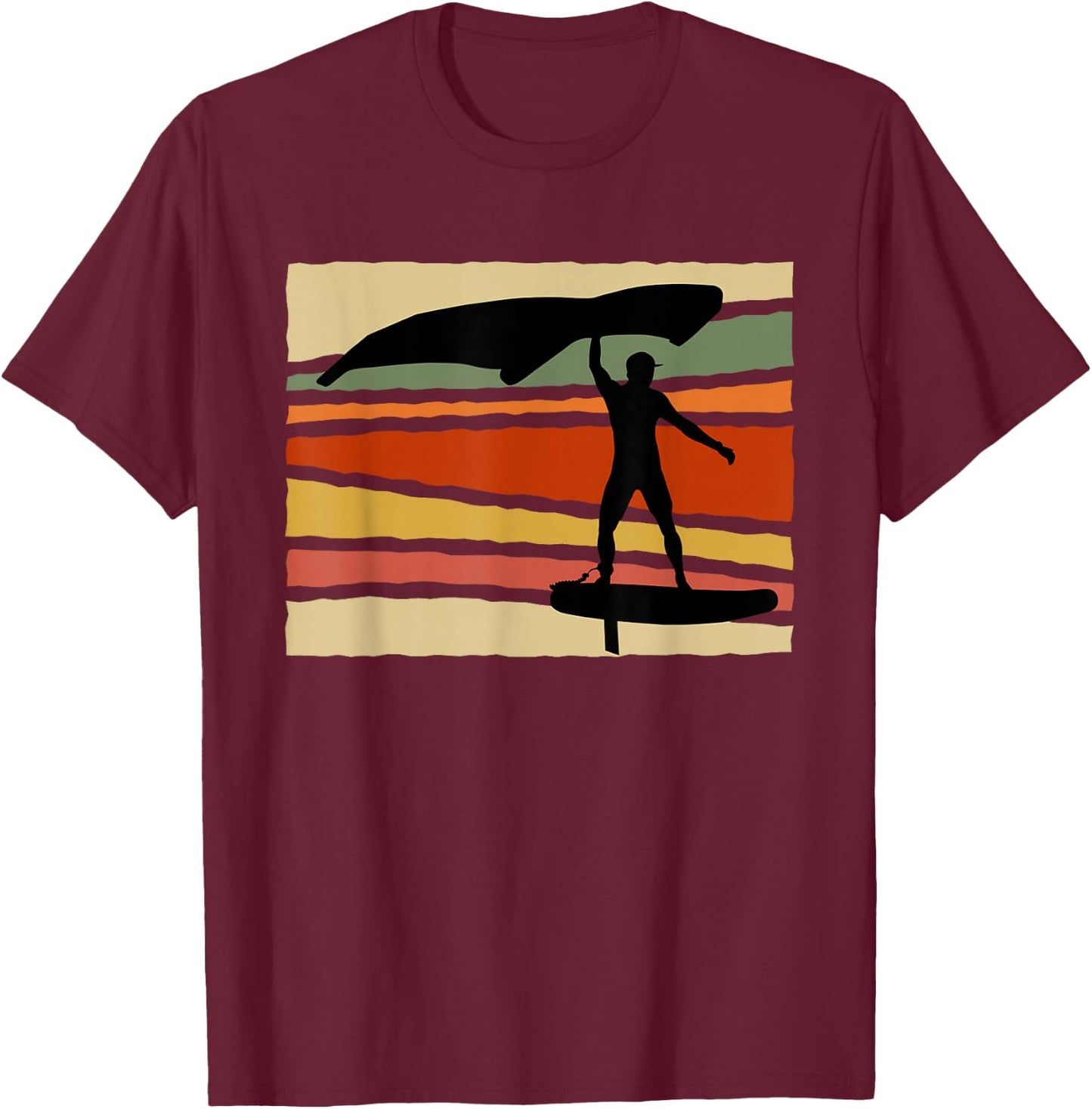 Wingsurf Wingfoil Wing Foil Surf Retro Surfer T-Shirt - T-Shirt | Maroon
