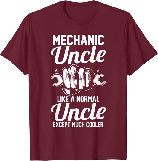 Maintenance Man Garage Uncle Mechanic T-Shirt - T-Shirt | Maroon