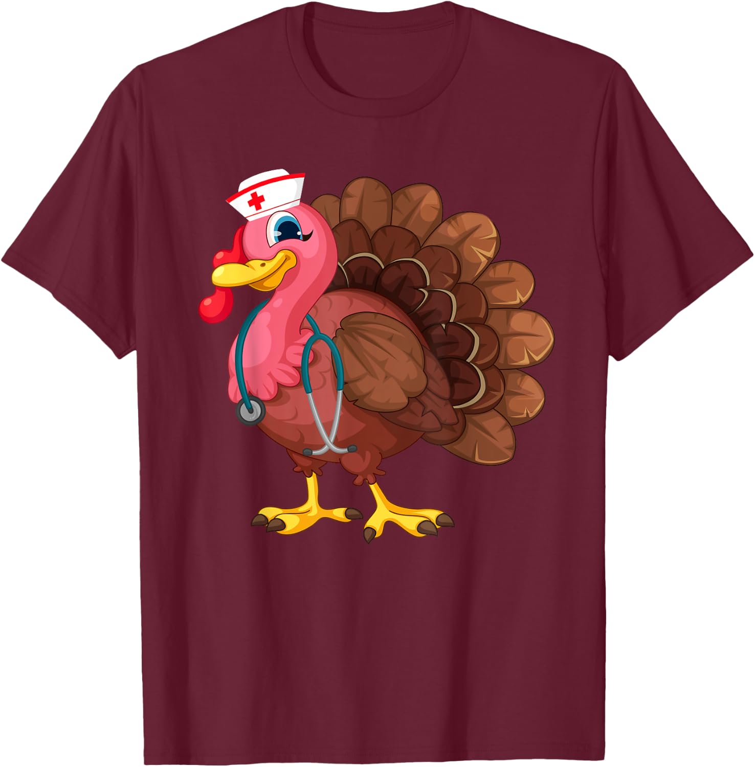 Cute Nurse Gifts Turkey Funny Thanksgiving Doctor Nursung T-Shirt - T-Shirt | Maroon