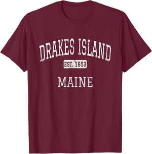 Drakes Island Maine ME Vintage T-Shirt - T-Shirt | Maroon