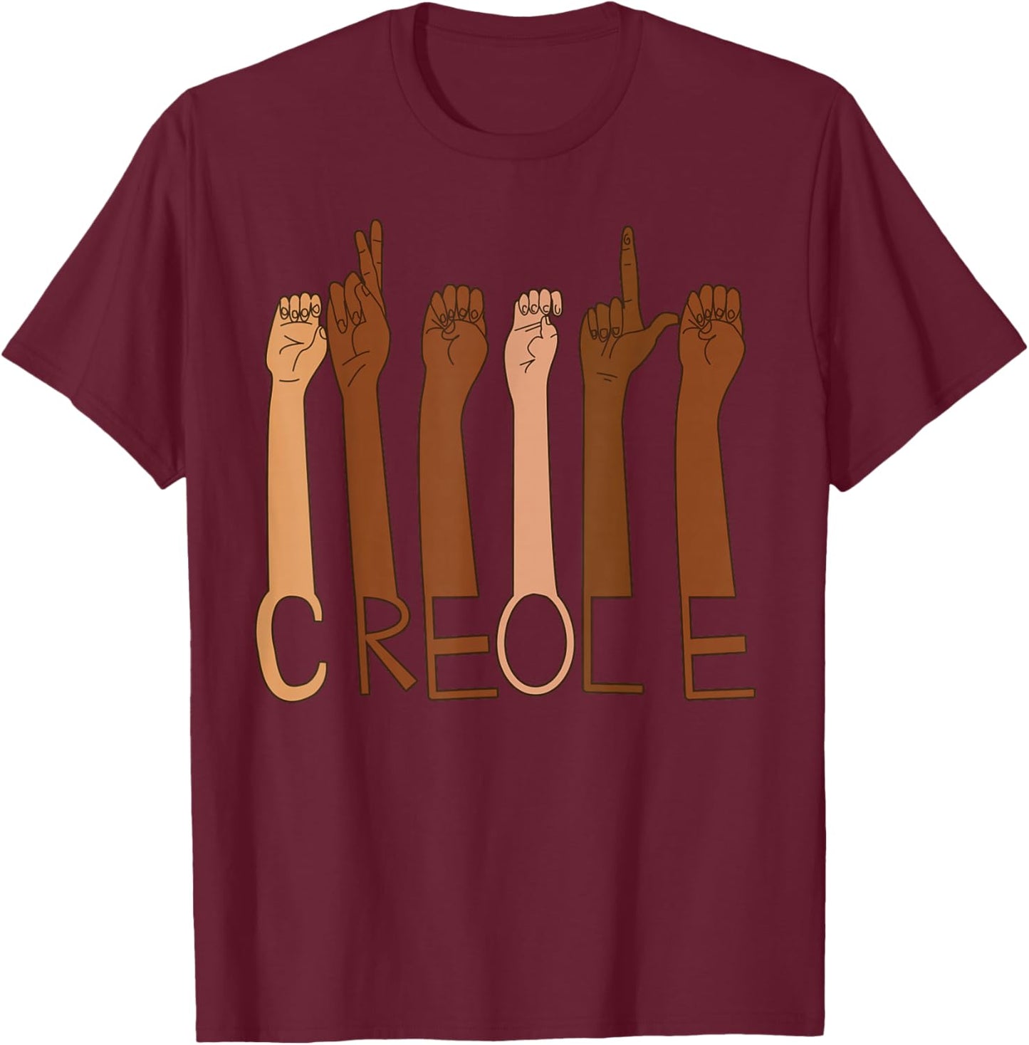Creole Pride Diversity Inclusive Louisiana New Orleans ASL T-Shirt - T-Shirt | Maroon