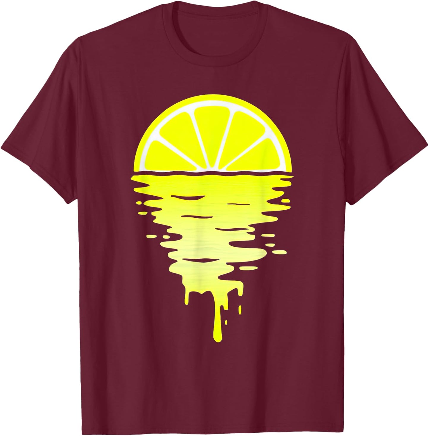 Lemon Sunset Over Sea T-Shirt - T-Shirt | Maroon