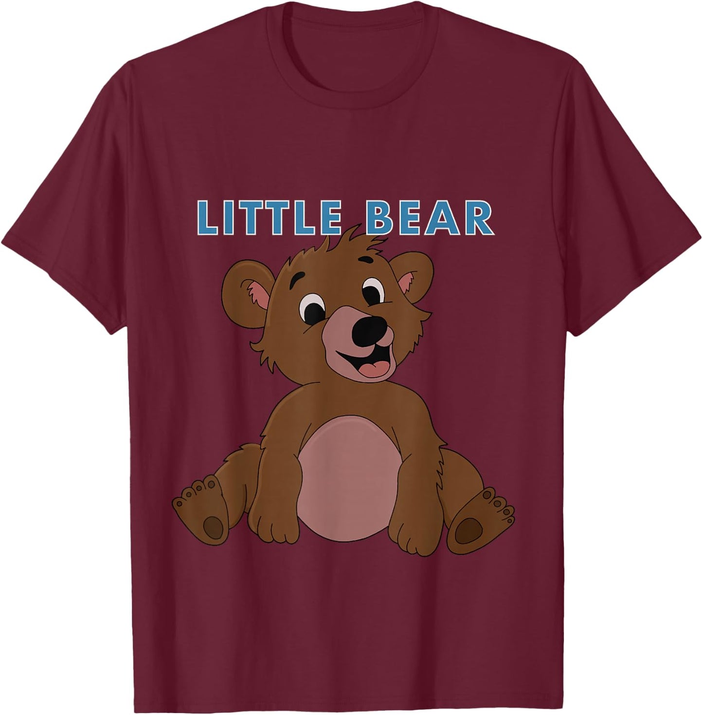 Little Bear Sits Below Lettering T-Shirt - T-Shirt | Maroon