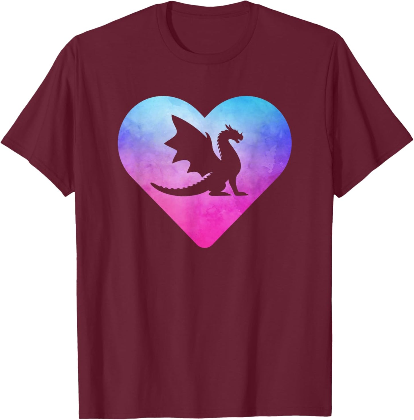 Women or Girls Cute Dragon T-Shirt - T-Shirt | Maroon