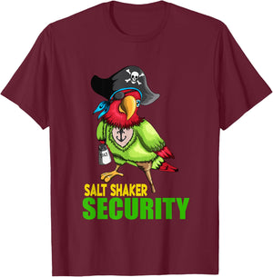 Funny Salt Shaker Parrot Pirate Pirate Hat Salt Eyelap T-Shirt - T-Shirt | Maroon