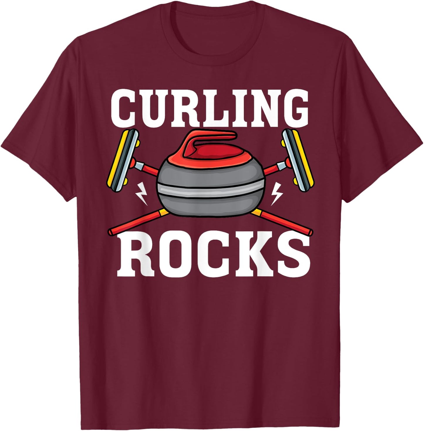 Curling rocks Broom curler Winter ice Sports lover Curling T-Shirt - T-Shirt | Maroon