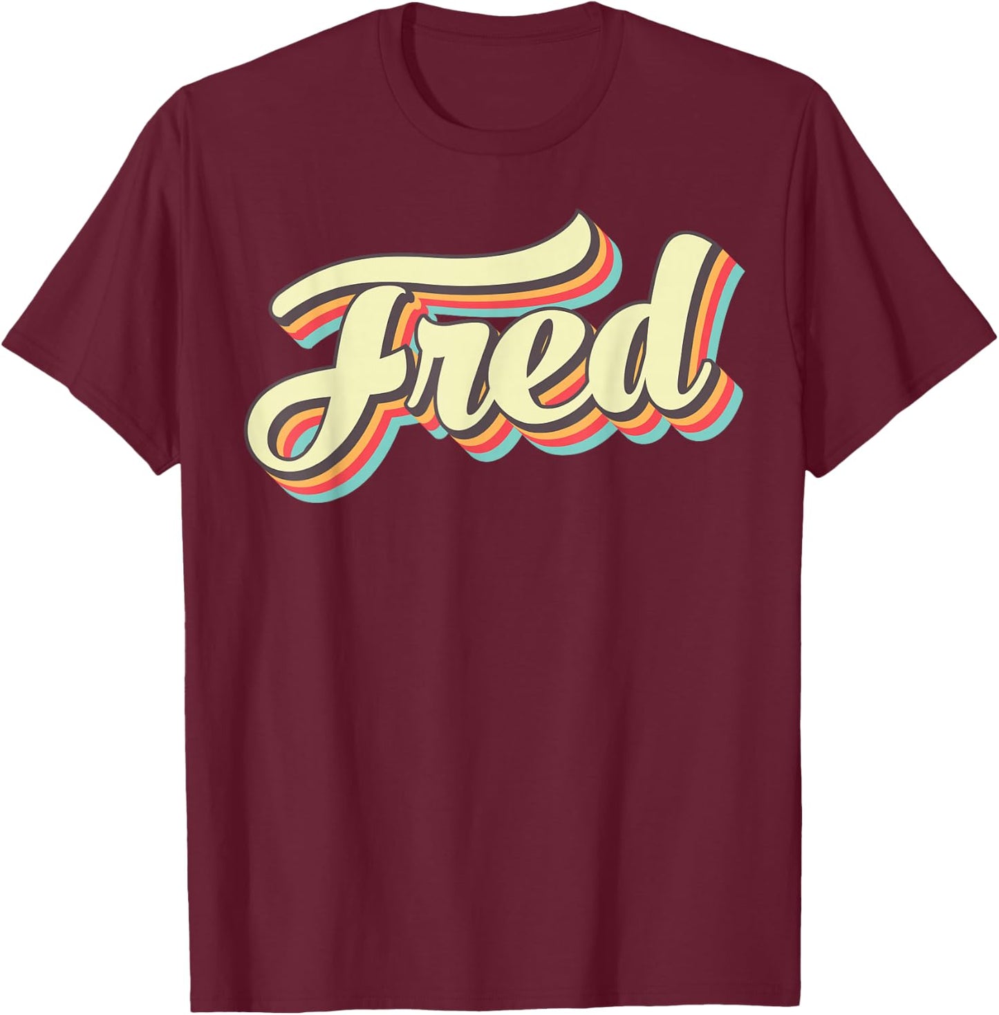 Fred Retro Art Baseball Font Vintage T-Shirt - T-Shirt | Maroon
