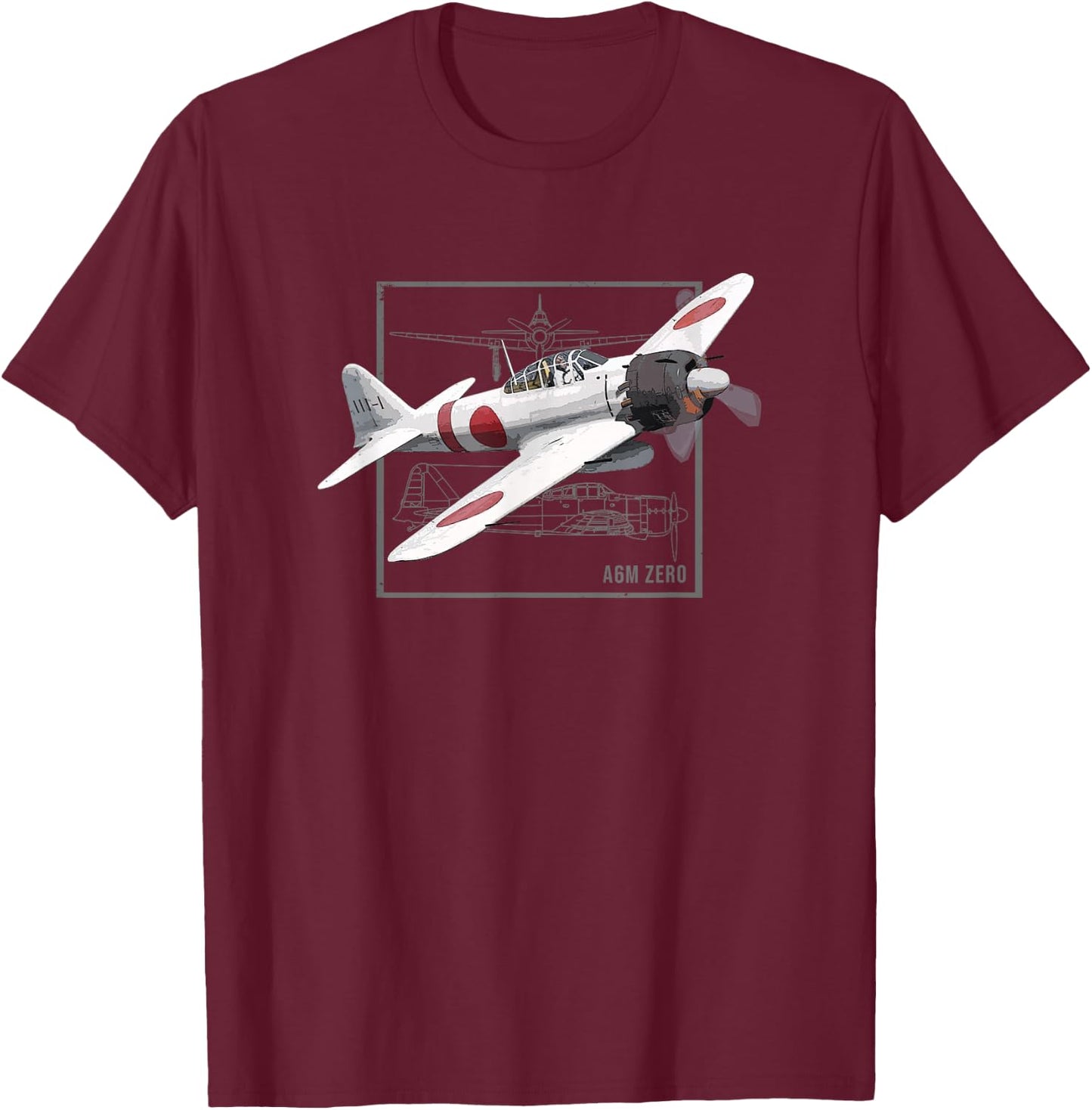 A6M Zero Fighter Japan WW2 Fighter Plane T-Shirt - T-Shirt | Maroon