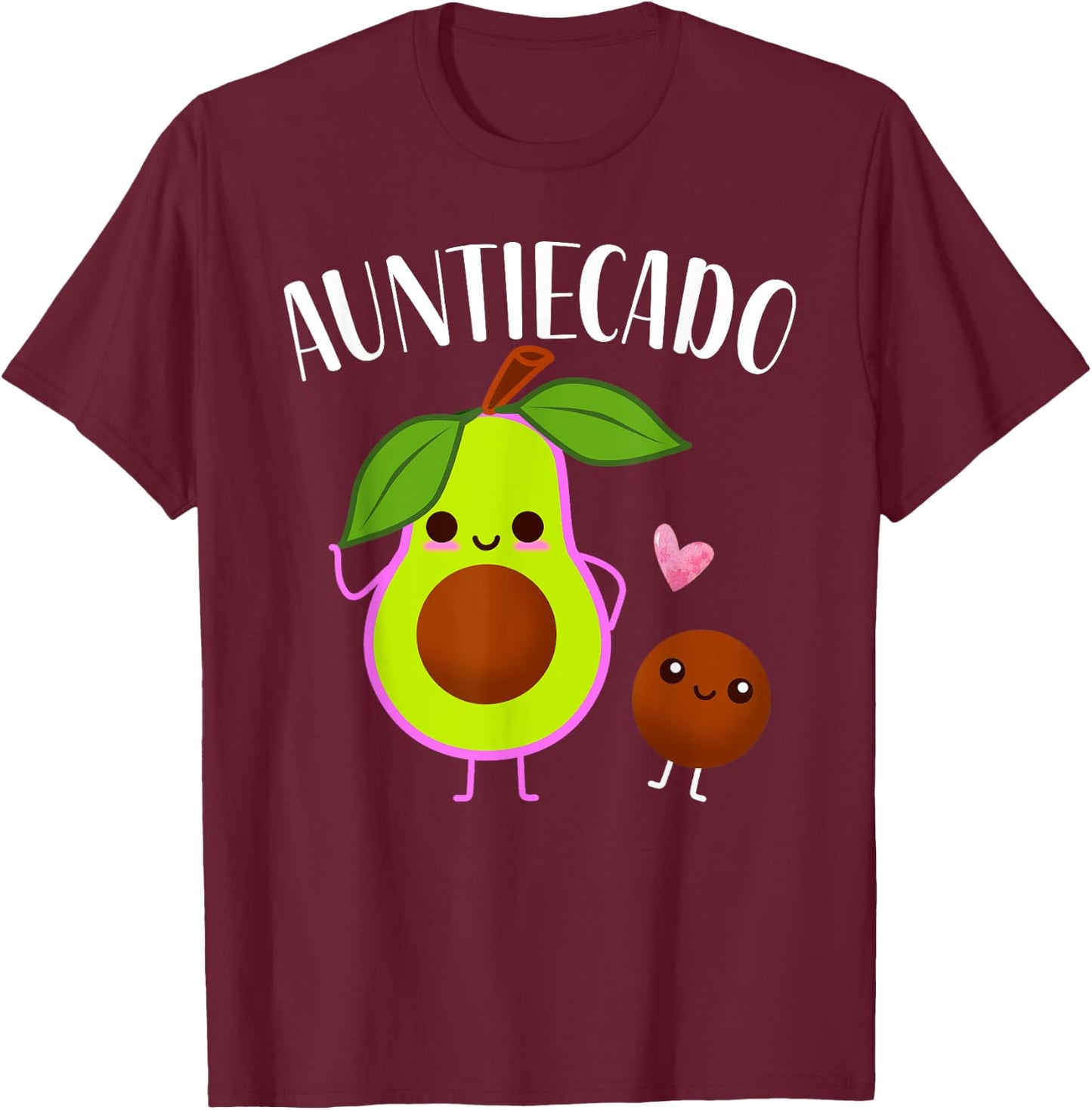 Auntiecado Funny Avocado Auntie Pregnancy Announcement T-Shirt - T-Shirt | Maroon