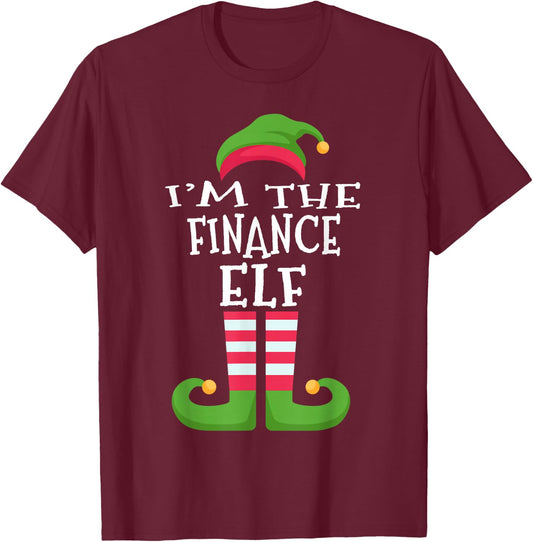 I'm The Finance Elf Group Matching Christmas T-Shirt - T-Shirt | Maroon