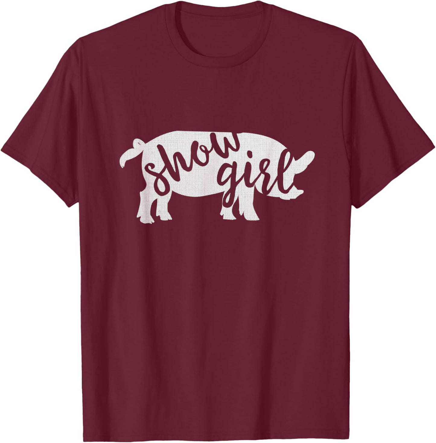 Cute Show Pig Girl T-Shirt - T-Shirt | Maroon